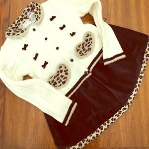 Girls Baby Togs Velvet Leopard 2 pc sweater/skirt